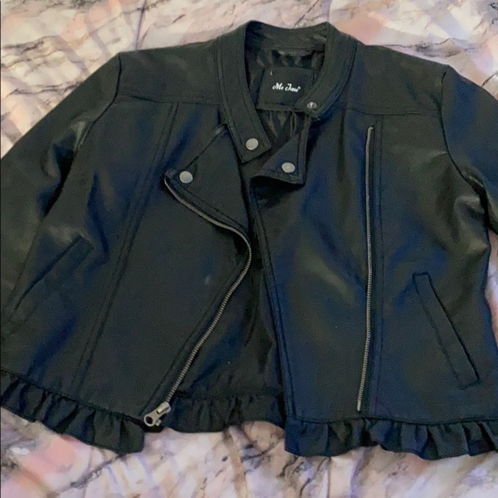 Black leather cropped jacket